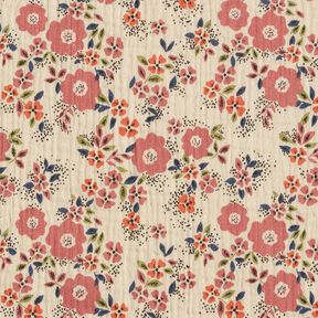 Musselin/ Doppel-Krinkel Gewebe Blumenmeer – helltaupe, 