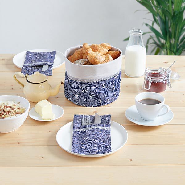 Beschichtete Baumwolle Wellenmuster – marineblau, image number 6