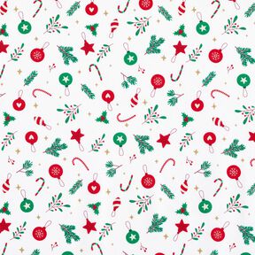Baumwollstoff Cretonne Weihnachtsdeko – weiss/grün, 