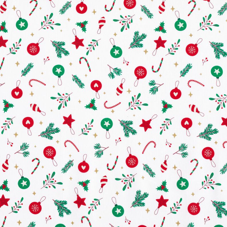 Baumwollstoff Cretonne Weihnachtsdeko – weiss/grün,  image number 1