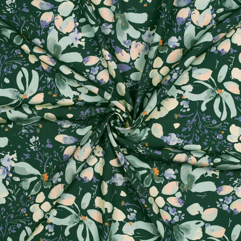 Viskosestoff Frühlingsblüten Digitaldruck – dunkelgrün/hellmint,  image number 3