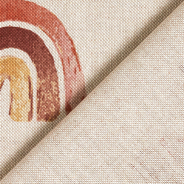Dekostoff Halbpanama Regenbogen – natur/rot | Reststück 50cm
