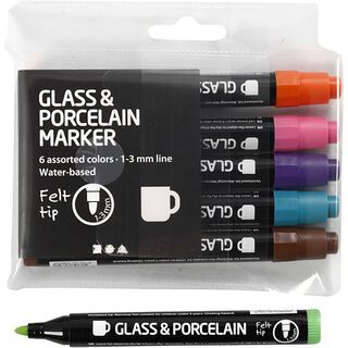 Glas- und Porzellanmalstifte halbdeckend [ 6Stück ], 