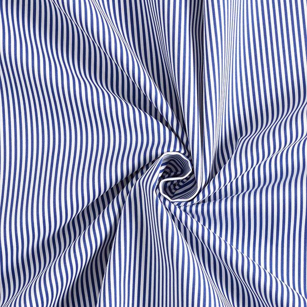 Baumwoll-Stretch schmale Streifen – marineblau/weiss | Reststück 100cm