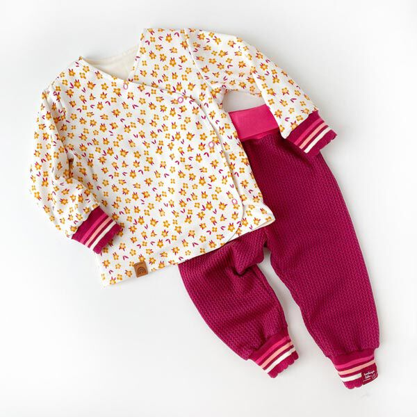 GOTS Rippenjersey SALLY AND FRIENDS Tiny Flowers | Hamburger Liebe | albstoffe – wollweiss