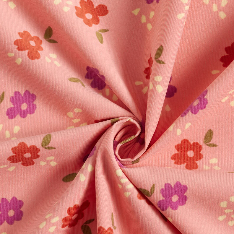 Babycord grosse Blumen – hummer/traube, image number 3
