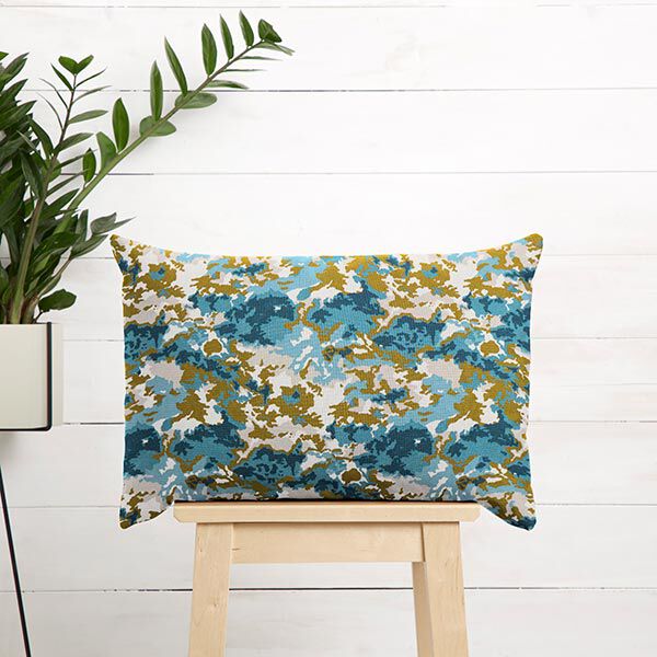 Dekostoff Canvas Camouflage – blau/beige, image number 7