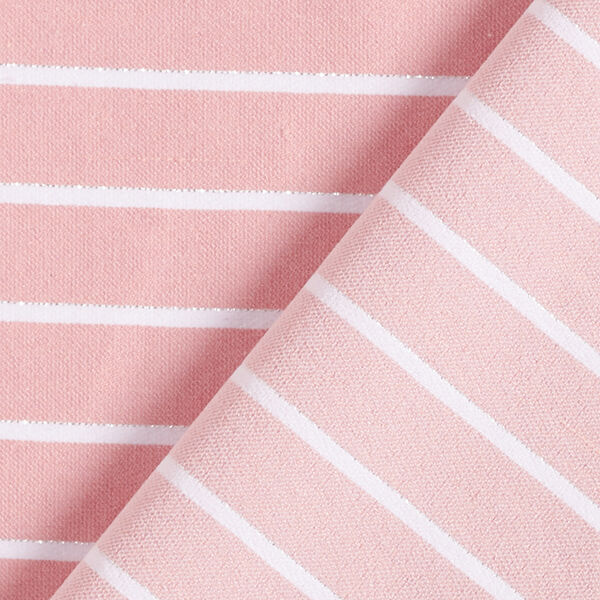 Viskose-Stretch mit Glitzerstreifen – rosa/weiss | Reststück 100cm