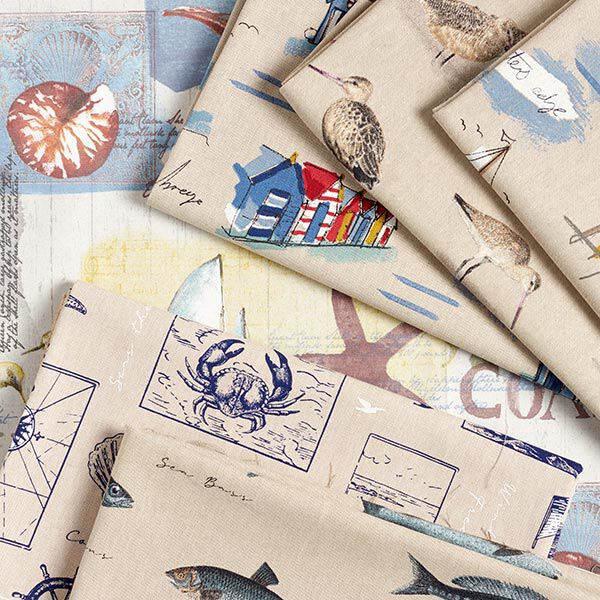 Dekostoff Canvas Maritim – natur/blau, image number 5