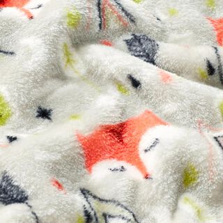 Wellnessfleece Doubleface Fuchs – hellgrau/karminrot, 