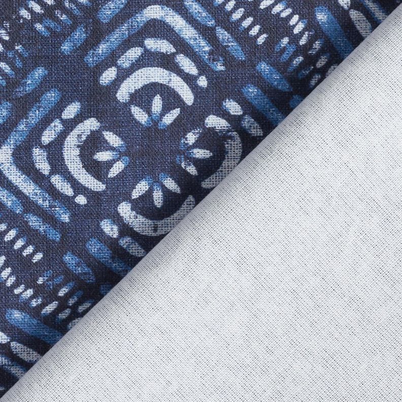 Dekostoff Canvas Batik-Fliesen – indigo/weiss, image number 4