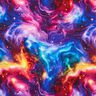 French Terry Sommersweat Galaxie Digitaldruck – blaulila/feuerrot,  thumbnail number 1