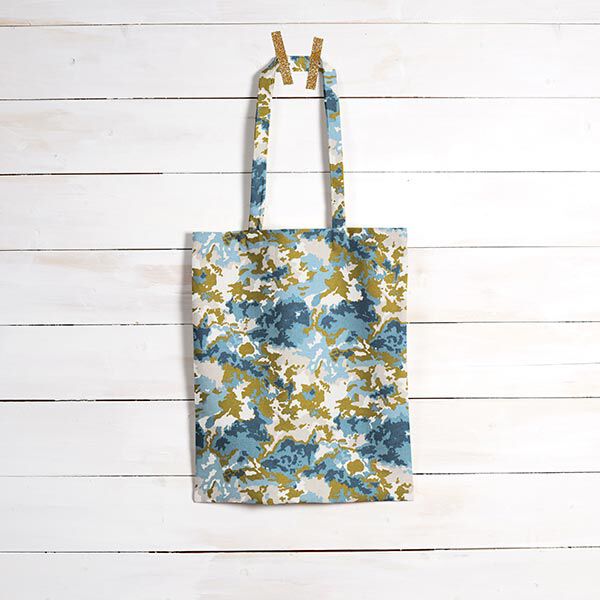 Dekostoff Canvas Camouflage – blau/beige, image number 6