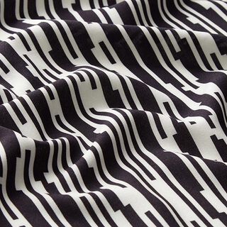 Blusenstoff grafische Streifen – schwarz/wollweiss | Reststück 50cm,