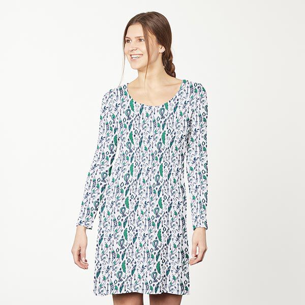 Baumwolljersey Bohemian Drawings – weiss | Reststück 100cm