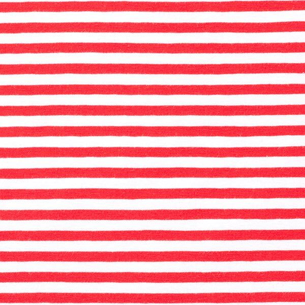 Baumwolljersey schmale Streifen – rot/weiss, image number 1
