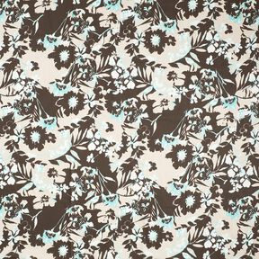 Baumwoll Voile Blumen – schwarzbraun/natur, 