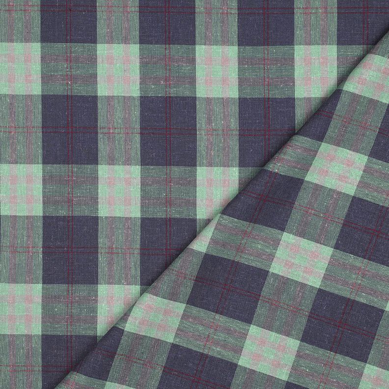Leinen-Mix Karo bunt gewebt &ndash; mint/jeansblau,  image number 4