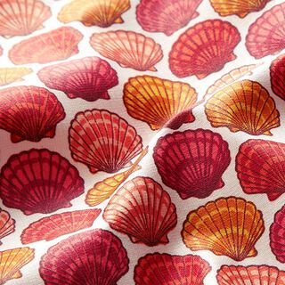 Beschichtete Baumwolle Muscheln – wollweiss/intensiv pink, 