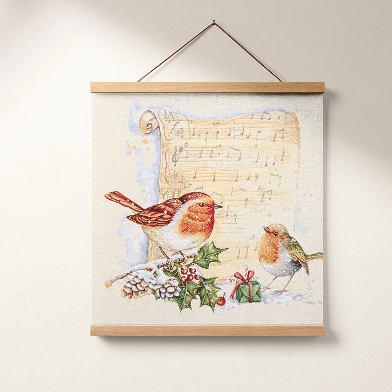 Dekostück Gobelin Rotkehlchen mit Notenblatt – weiss, image number 6