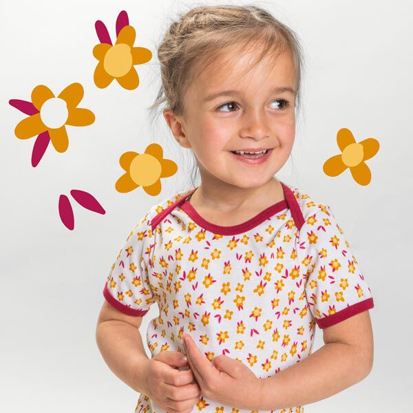GOTS Rippenjersey SALLY AND FRIENDS Tiny Flowers | Hamburger Liebe | albstoffe – wollweiss