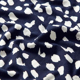 Viskosejersey Leopunkte – marineblau/weiss, 