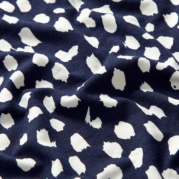 Viskosejersey Leopunkte – marineblau/weiss, image number 2
