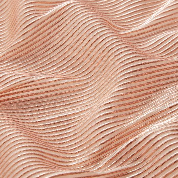 Organza Lurex Streifen – lachs/roségold | Reststück 100cm