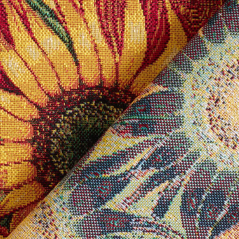Dekostoff Gobelin Sonnenblumen – karminrot/sonnengelb,  image number 4