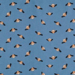 Baumwollflanell Hundeköpfe – jeansblau, 