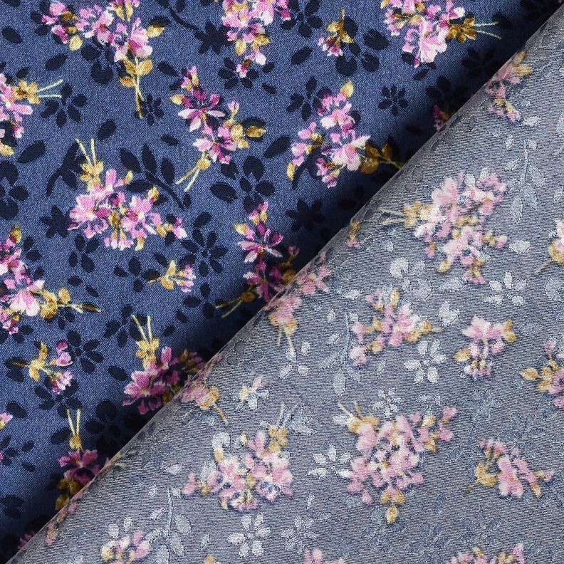 Stretch Satin Jacquard Blumensträuße – marineblau,  image number 4