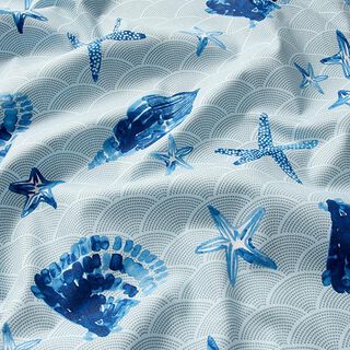 Dekostoff Baumwollköper Seesterne – babyblau, 