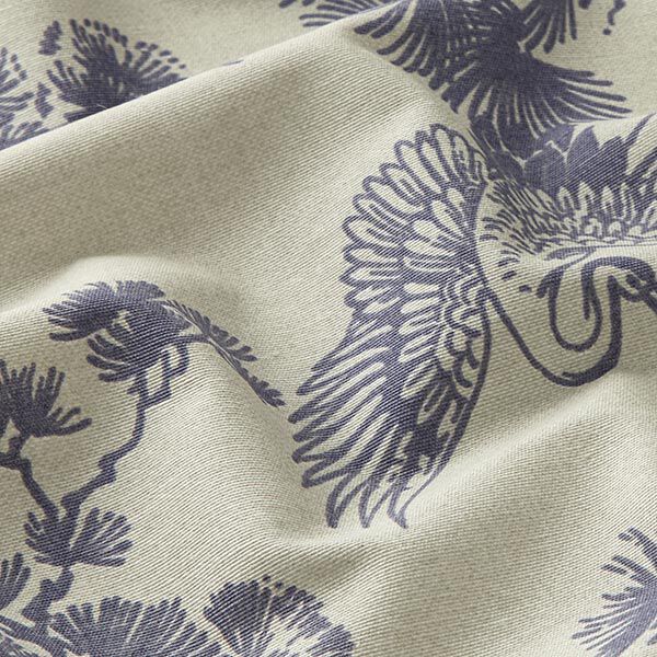 Dekostoff Canvas chinesischer Kranich – sand/jeansblau, image number 2