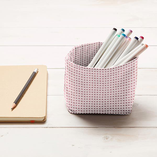 Dekostoff Jacquard Struktur Uni – rosa/weiss, image number 7