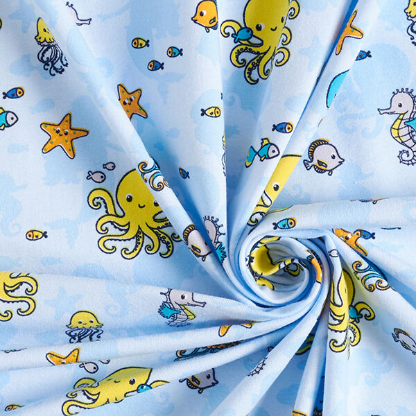Baumwolljersey Unterwasserwelt – babyblau, image number 3