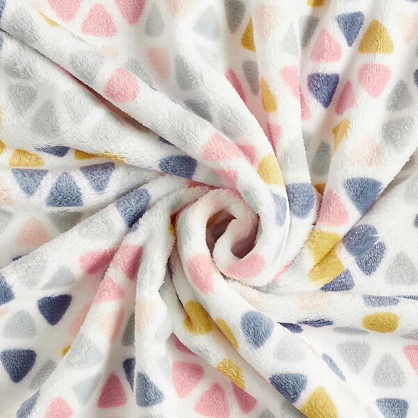 Wellnessfleece Kreissegmente – weiss | Reststück 100cm