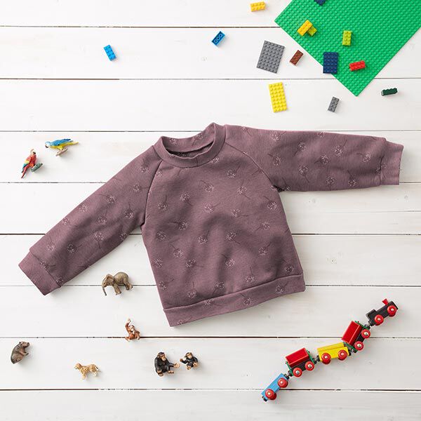 Baumwolljersey Pusteblume – aubergine | Reststück 50cm