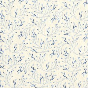 Seersucker zarte Beerenzweige &ndash; wollweiss/jeansblau, 