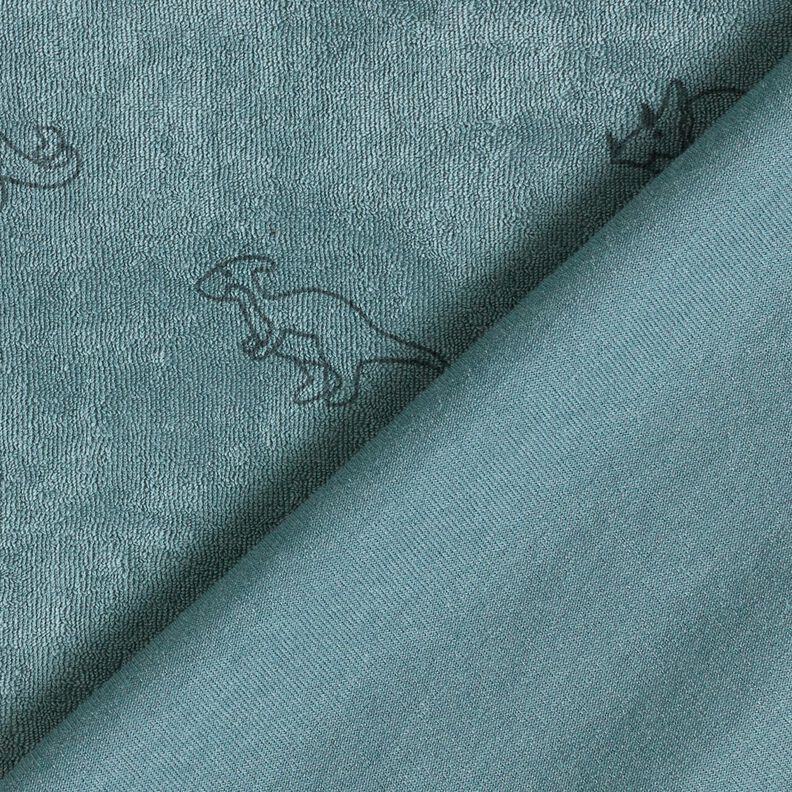 Frotteejersey Dinos – taubenblau,  image number 4