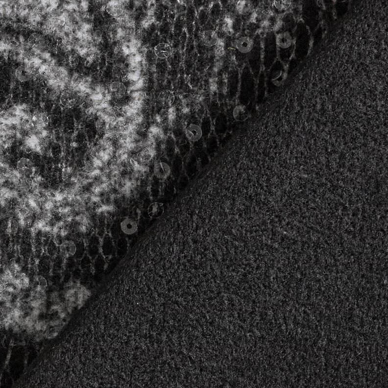 Mantelstoff Paisley und Pailletten – anthrazit/hellgrau,  image number 3