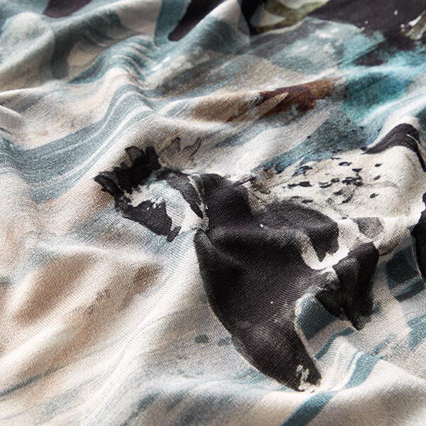 Viskosejersey wilde Pferde – grau – Muster,  image number 2