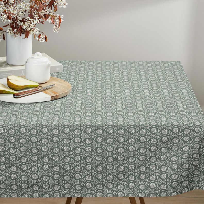 Baumwollstoff Cretonne Blumen und Ranken – schilf/weiss,  image number 8