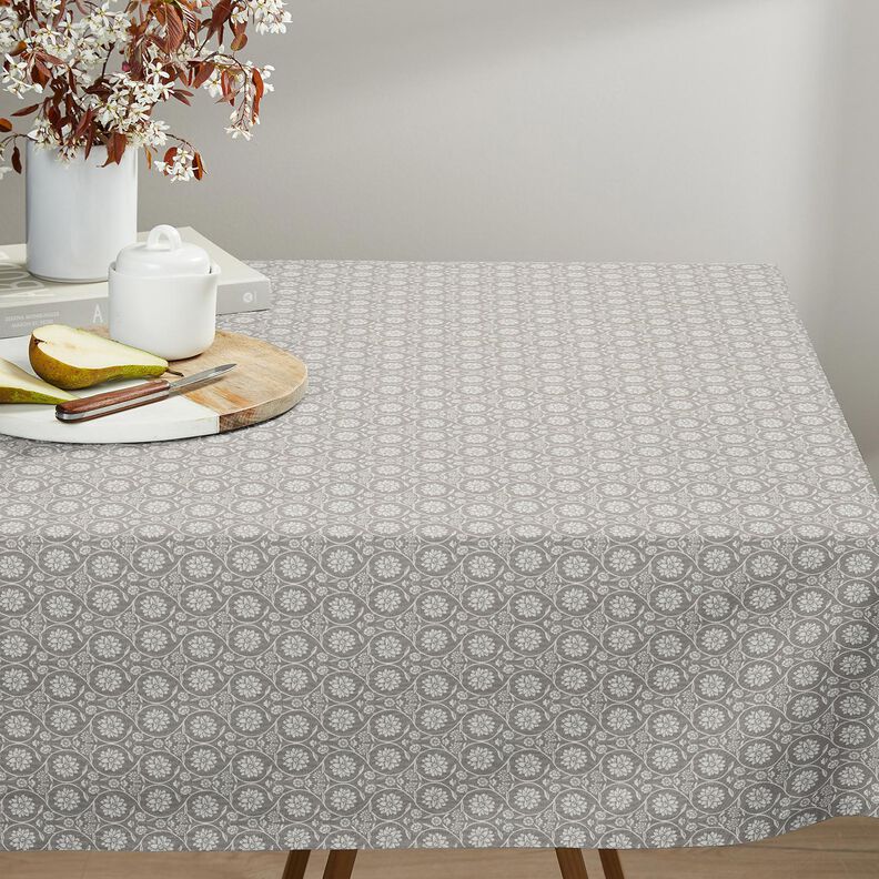 Baumwollstoff Cretonne Blumen und Ranken – silbergrau/weiss,  image number 8