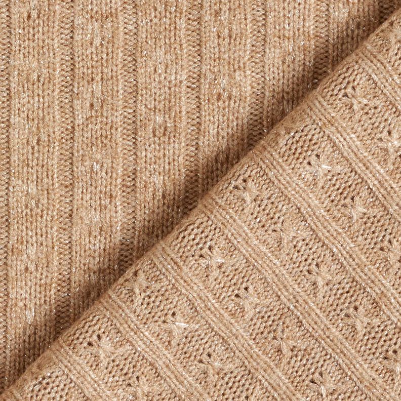 Strickstoff Ajour edle Glitzerstreifen – hellbraun,  image number 4