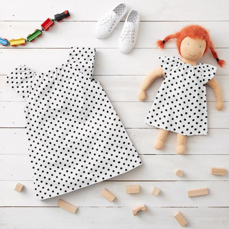 Baumwollpopeline gro&szlig;e Punkte &ndash; weiss/schwarz,  image number 7