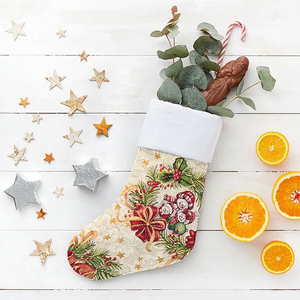 Dekostoff Gobelin Weihnachtskränze – natur | Reststück 50cm