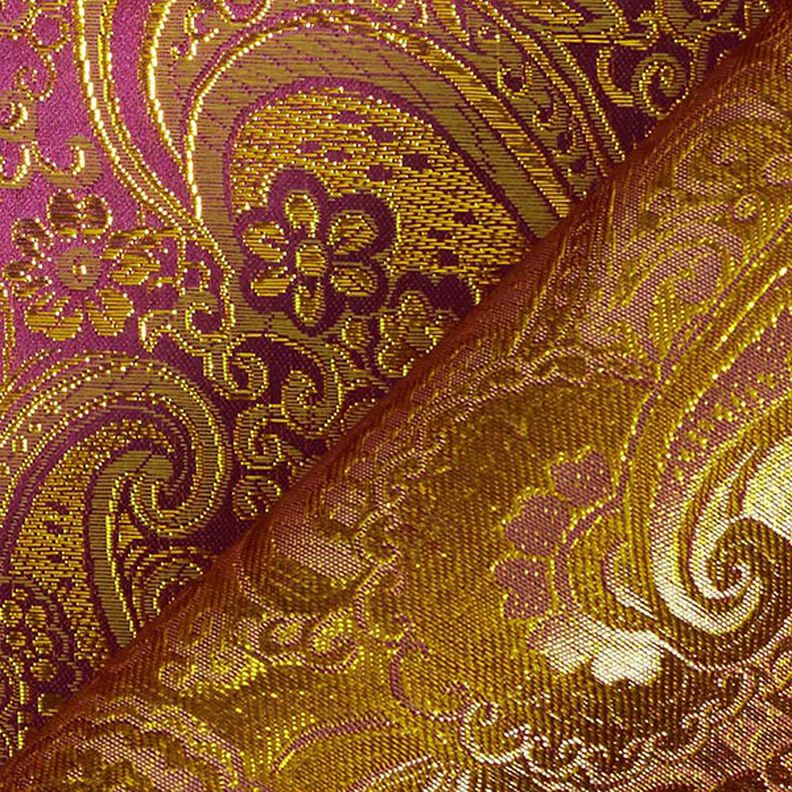 Bekleidungsjacquard Metallic Paisley – lila/gold,  image number 5