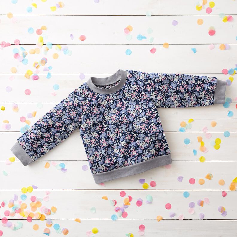 Sommersweat große Blumen | Poppy Fabrics – jeansblau,  image number 5