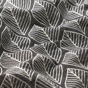 Dekostoff Jacquard Blätter – anthrazit, 