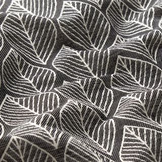 Dekostoff Jacquard Blätter – anthrazit, 